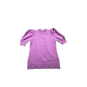 Zenana Purple Puff Sleeve Knit Top Short Sleeve Sweater Small